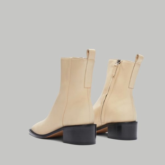Everlane The City Square Ankle Boots in Cream Leather New Womens Booties - Picture 3 of 16